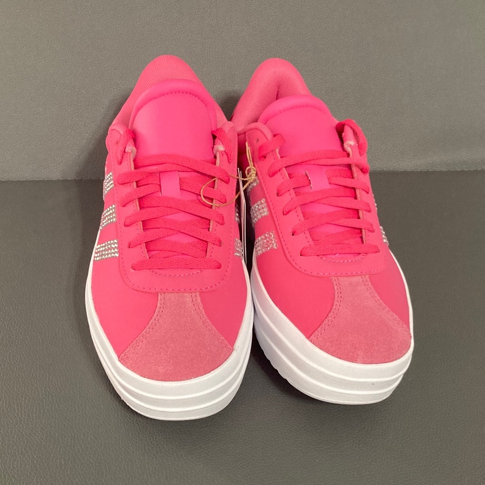Adidas Women's Bright Pink with Bling stripes! - Picture 4 of 7